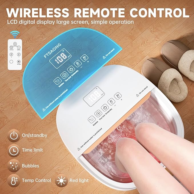 6 Roller Fast Heating Collapsible Foot Spa Bath Massager in White DEMO