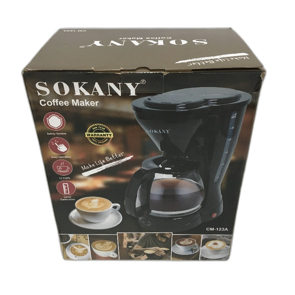 Sokany CM-123A 1.2L 12 Cup Anti Drip Coffee Maker Machine in Black DEMO
