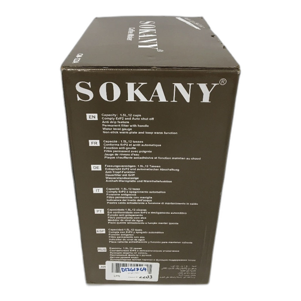 Sokany CM-123A 1.2L 12 Cup Anti Drip Coffee Maker Machine in Black DEMO