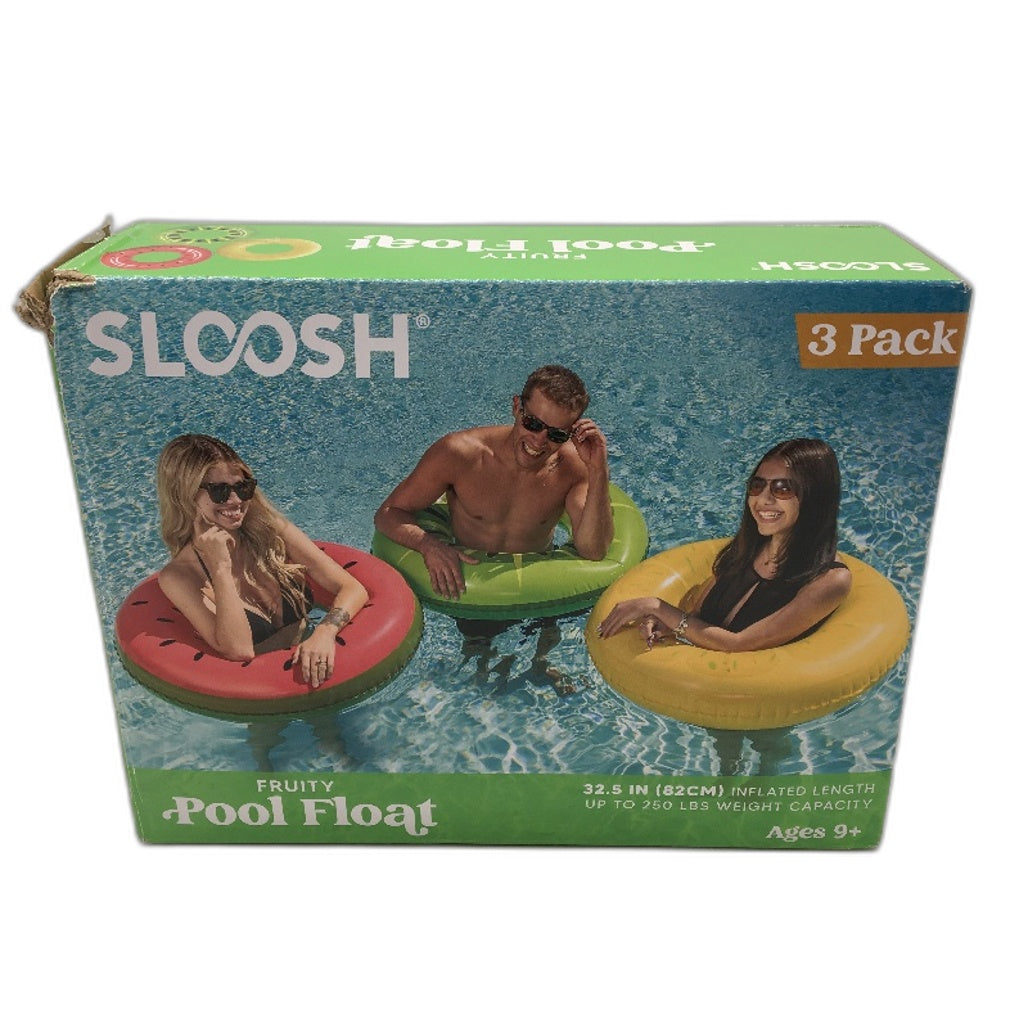 SLOOSH 3 Piece 32.5 Inch Fruity Swim Rings Pool Float for Ages 9 Plus NEW