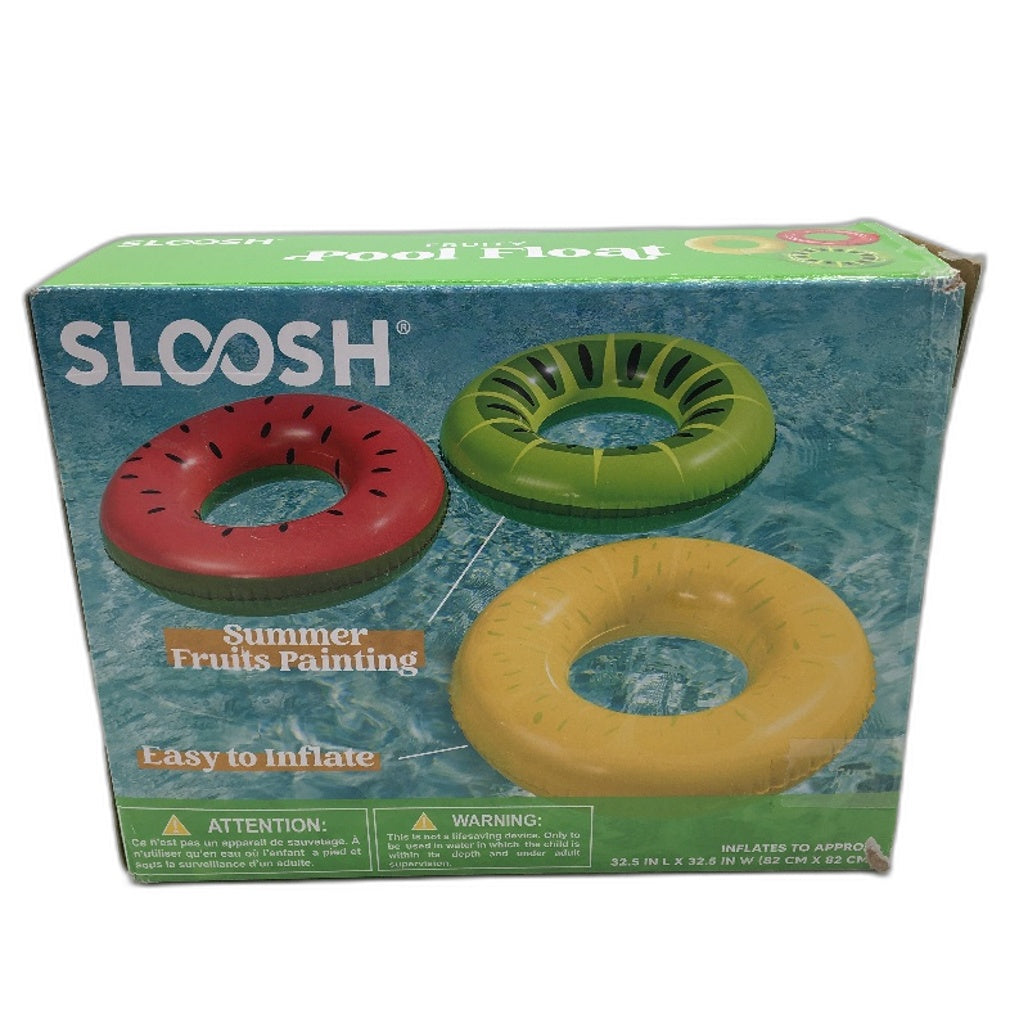 SLOOSH 3 Piece 32.5 Inch Fruity Swim Rings Pool Float for Ages 9 Plus NEW