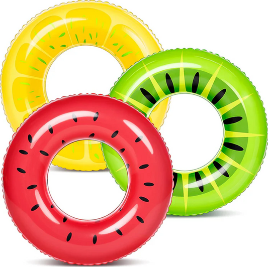 SLOOSH 3 Piece 32.5 Inch Fruity Swim Rings Pool Float for Ages 9 Plus NEW