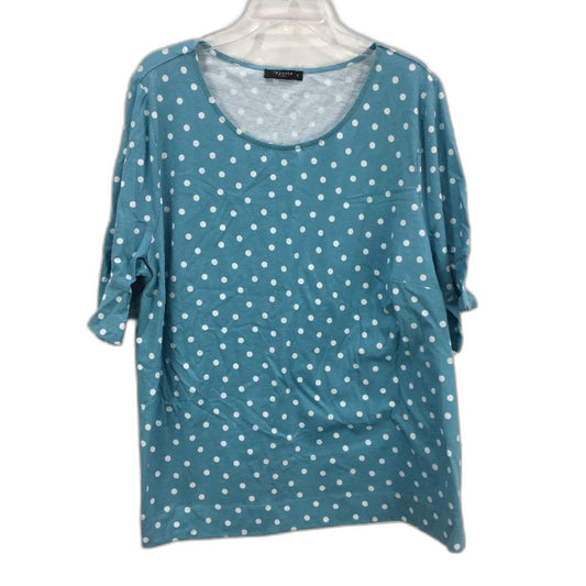Regatta Curve Turquoise White Polka Dot Flounce Sleeve Top Ladies Size 20