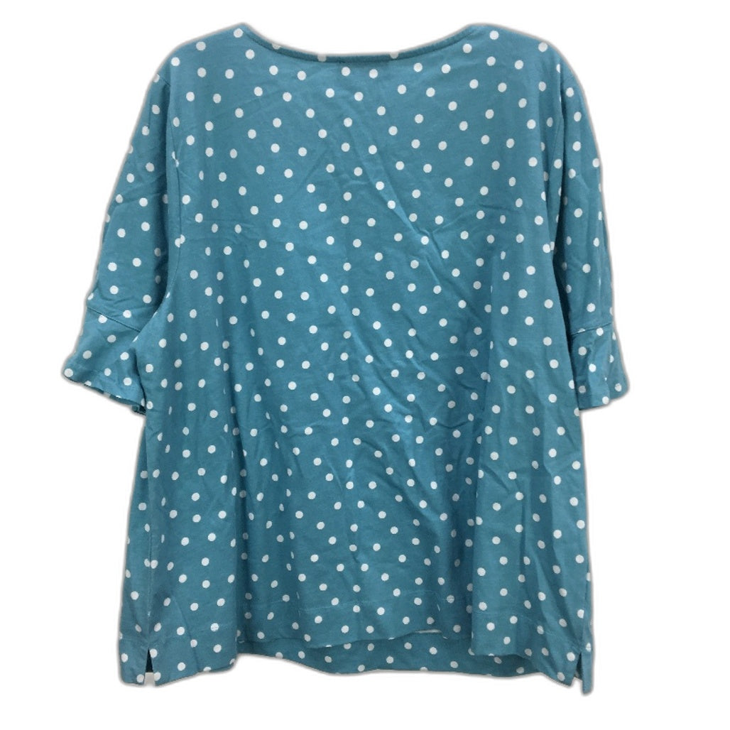 Regatta Curve Turquoise White Polka Dot Flounce Sleeve Top Ladies Size 20