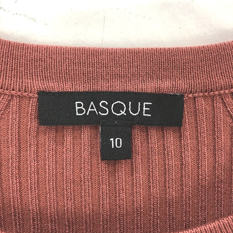 Basque Ribbed Knit Round Neck Stretch Brick Red Sweater Ladies Size AU 10