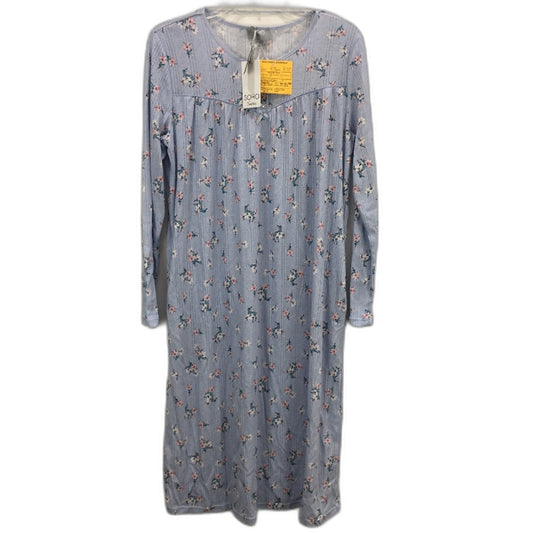 Soho Pointelle Long Sleeve Blue Floral Knee Length Nightie Ladies Small NEW
