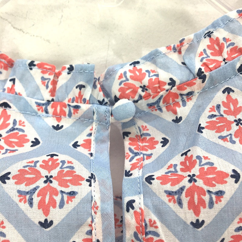 Grab Denim Frill Lightweight Tunic Blue Italian Print Top Ladies Size 10 NEW
