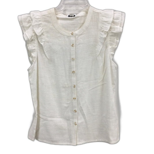 Grab Denim Cheesecloth White Ruffle Sleeve Cotton Blouse Ladies Size 8 NEW