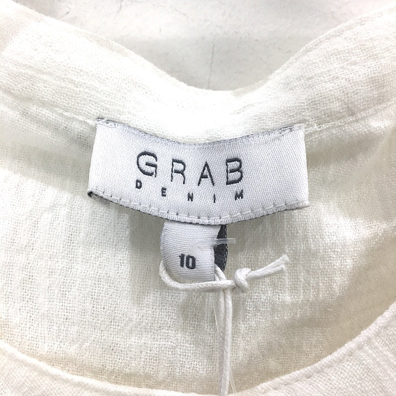 Grab Denim Cheesecloth White Ruffle Sleeve Cotton Blouse Ladies Size 10 NEW