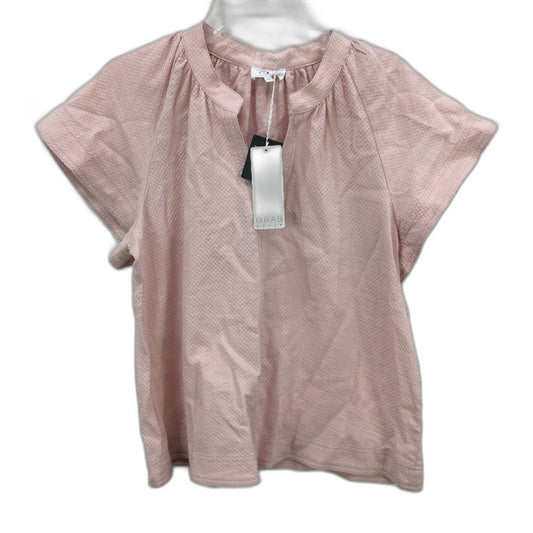 Grab Denim Honeycomb Pattern Baby Pink Shortsleeve Tunic Top Ladies Size 10 NEW