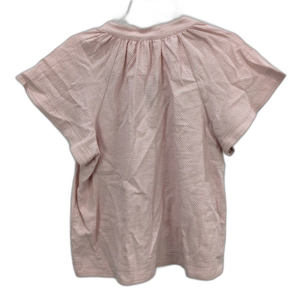 Grab Denim Honeycomb Pattern Baby Pink Shortsleeve Tunic Top Ladies Size 10 NEW