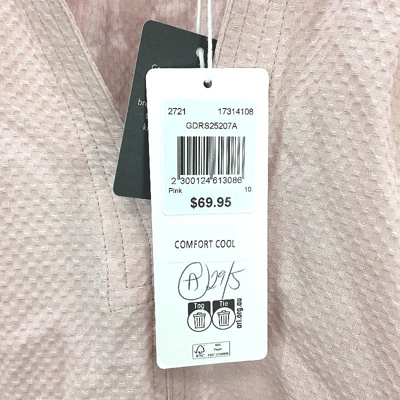 Grab Denim Honeycomb Pattern Baby Pink Shortsleeve Tunic Top Ladies Size 10 NEW