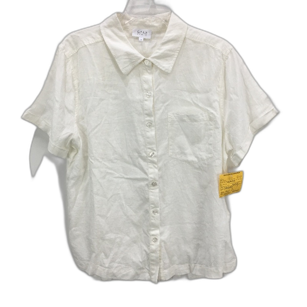 Grab Denim Linen Blend Button Up Shortsleeve Collared Shirt Ladies Size 10 NEW