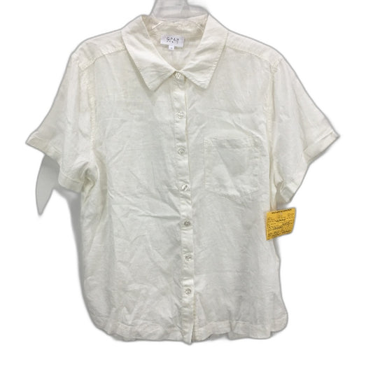 Grab Denim Linen Blend Button Up Shortsleeve Collared Shirt Ladies Size 10 NEW