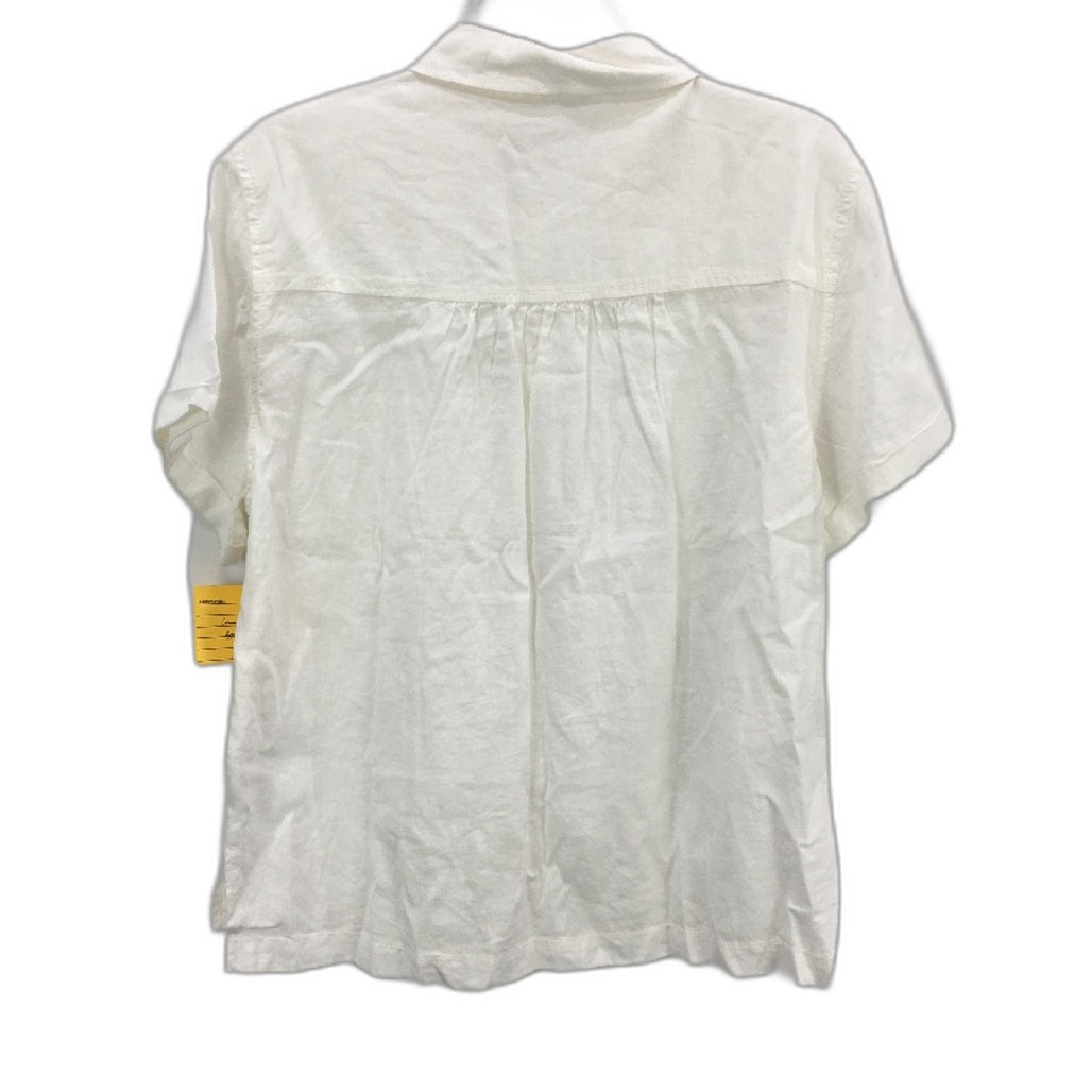 Grab Denim Linen Blend Button Up Shortsleeve Collared Shirt Ladies Size 10 NEW