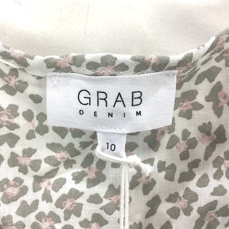 Grab Denim European Linen Flutter Sleeve Floral White Top Ladies Size 10 NEW
