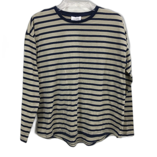 Grab Denim Taupe Blue Stripe Round Neck Long Sleeve Top Ladies Size Small NEW