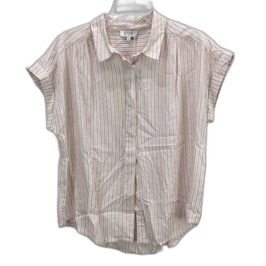Grab Denim Eco Short Sleeve Dusty Pink White Stripe Shirt Ladies Size 10 NEW