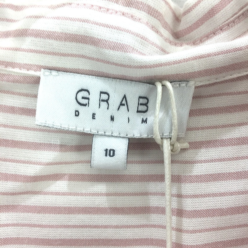Grab Denim Eco Short Sleeve Dusty Pink White Stripe Shirt Ladies Size 10 NEW