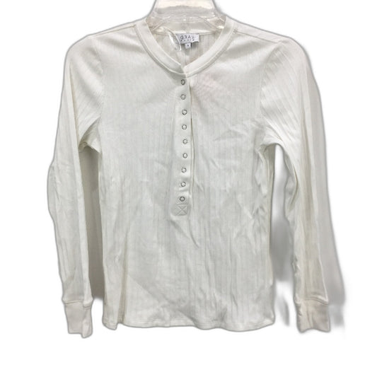 Grab Denim Ribbed Long Sleeve Half Snap Button Ivory Top Ladies Size Small NEW