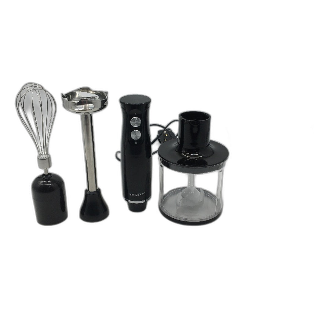 SOKANY WK-1710-4 4 in 1 500W 2 Speed Quiet Stainless Steel Hand Blender NEW