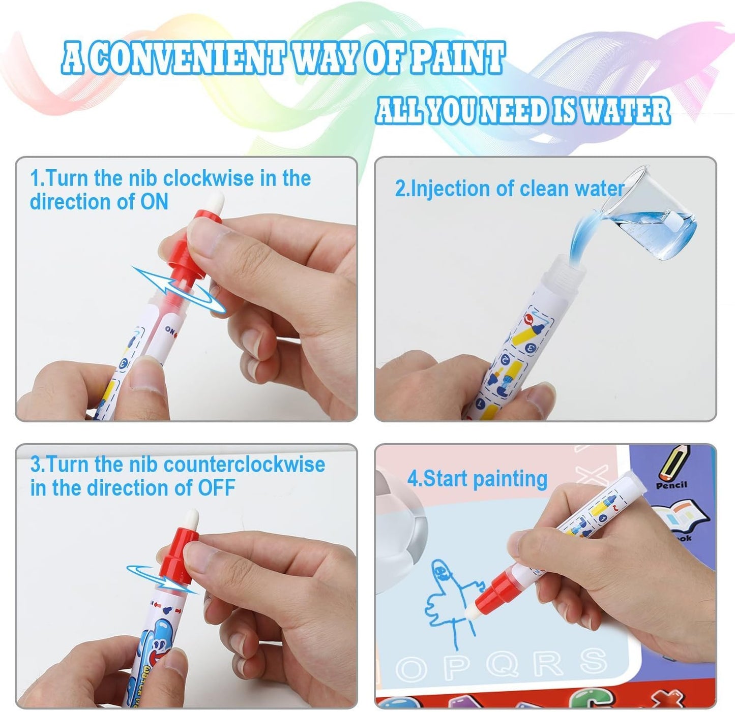 Alago Water Activated Drawing Doodle Mat Kids Colouring Pad Ages 3+ NEW