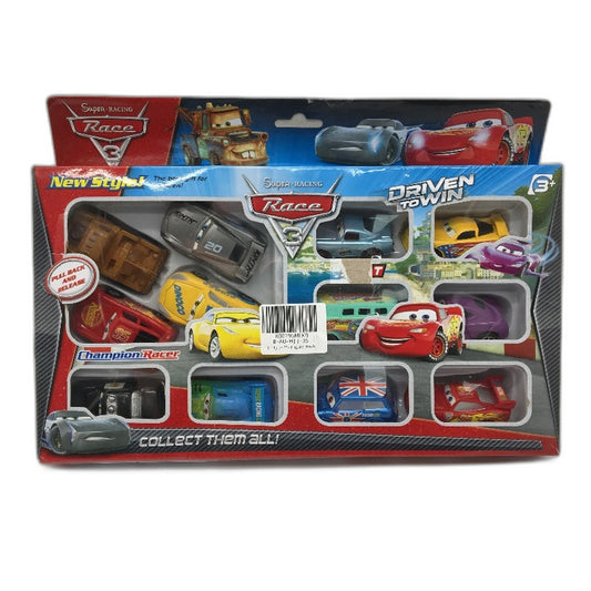 Mini Race Plastic Figurine 12 Piece Lightning Pull Back Car Set  Ages 3+ NEW