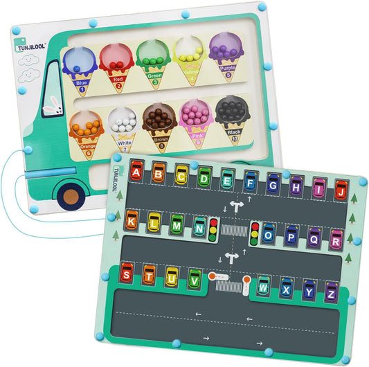 TUNJILOOL 2in1 Educational & Learning Magnetic Color & Number Maze Board DEMO