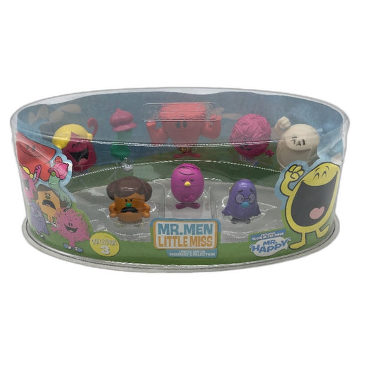 Mr. Men Little Miss 8Pce Figurine Collection #3 Glow In The Dark Mr Happy NEW