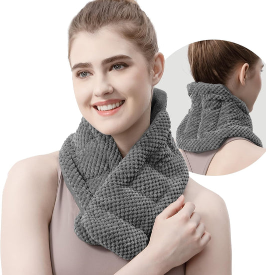 Uncn Grey Microwavable Heated Fleece Neck & Shoulder Weighted Wrap  NEW