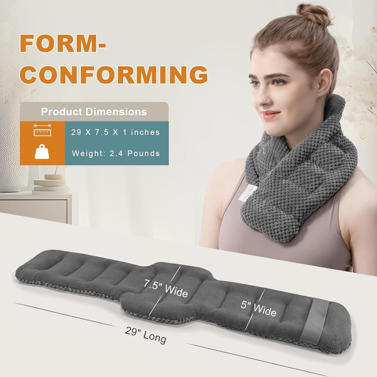 Uncn Grey Microwavable Heated Fleece Neck & Shoulder Weighted Wrap  NEW