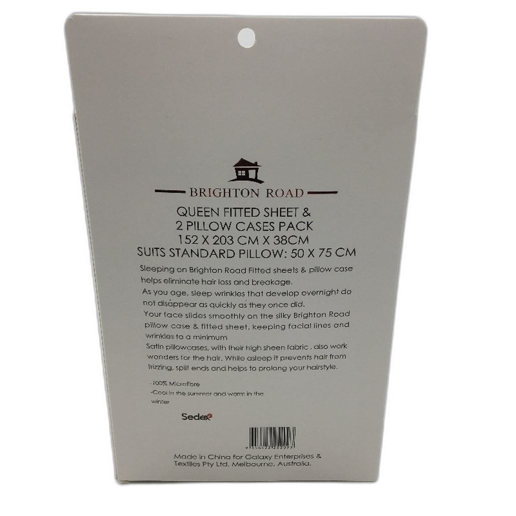 Brighton Road Champagne Gentle On Hair & Skin Satin QUEEN Fitted Sheet Pack NEW