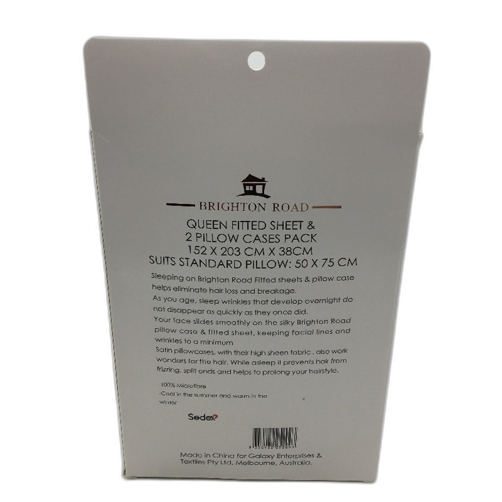 Brighton Road Navy Blue Gentle On Hair & Skin Satin QUEEN Fitted Sheet Pack NEW