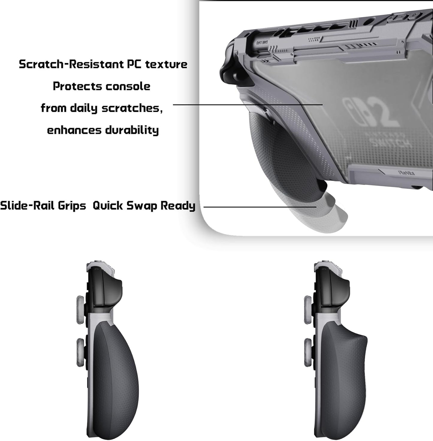 PlayVital Beyond Grip Dockable Ergonomic Grey Console Cover for Switch 2 NEW