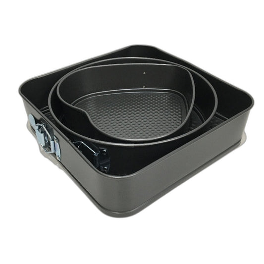 3 Piece Springform Multi Shape Cake Pan Mould Set with Removable Base NEW