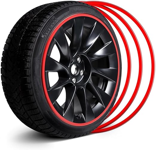 EVOOOR 19 Inch Automative Alloy Wheel Rim Protector Trim Ring in Bright Red DEMO