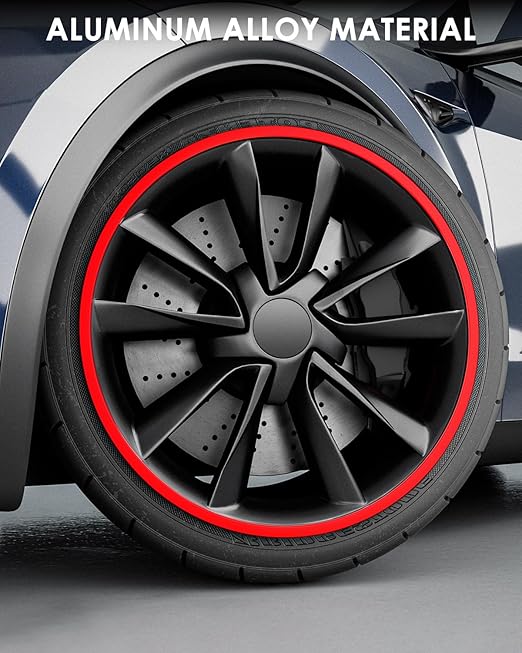 EVOOOR 19 Inch Automative Alloy Wheel Rim Protector Trim Ring in Bright Red DEMO