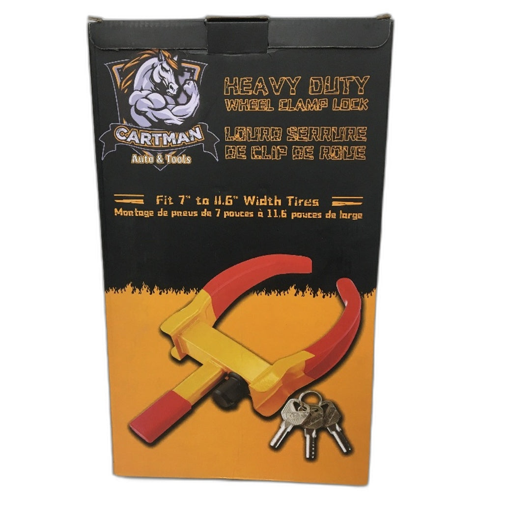 CARTMAN Heavy Duty Universal Trailer Anti Theft Security Wheel Clamp Lock NEW