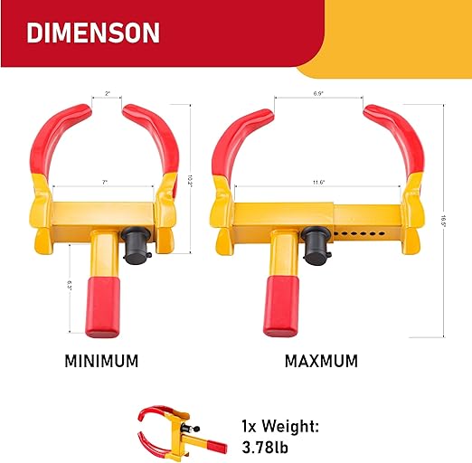 CARTMAN Heavy Duty Universal Trailer Anti Theft Security Wheel Clamp Lock NEW