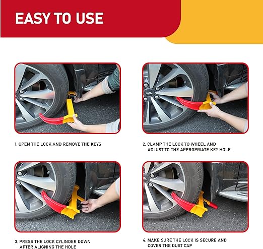 CARTMAN Heavy Duty Universal Trailer Anti Theft Security Wheel Clamp Lock NEW