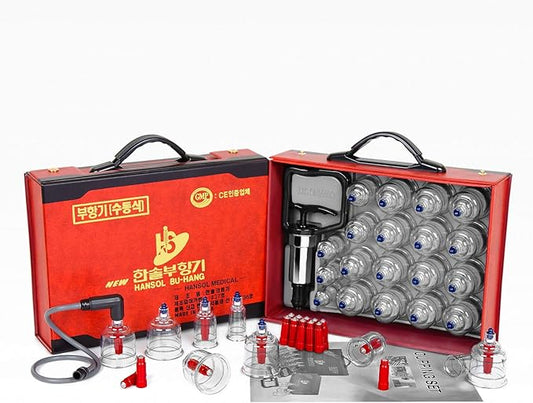 19 Piece Professional Hansol Cupping Body Therapy Equipment Set NEW