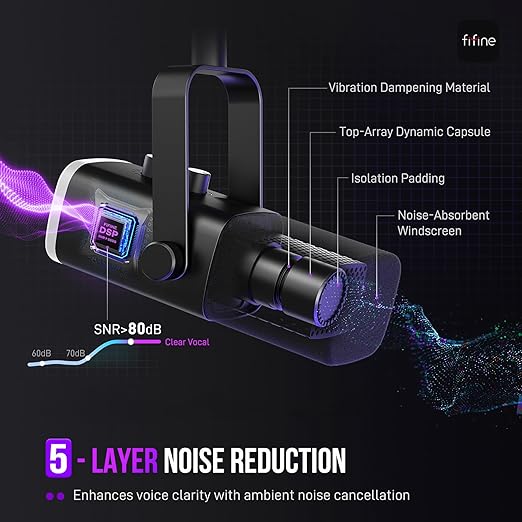 Fifine Ampligame AM8T RGB Gaming Microphone Kit USB and XLR Connector DEMO