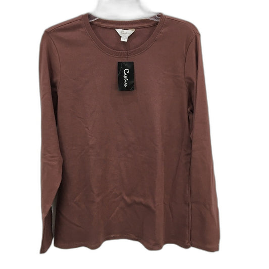 Capture Round Neck Long Sleeve Cotton Dusky Plum Rib Top Ladies Size 16 NEW