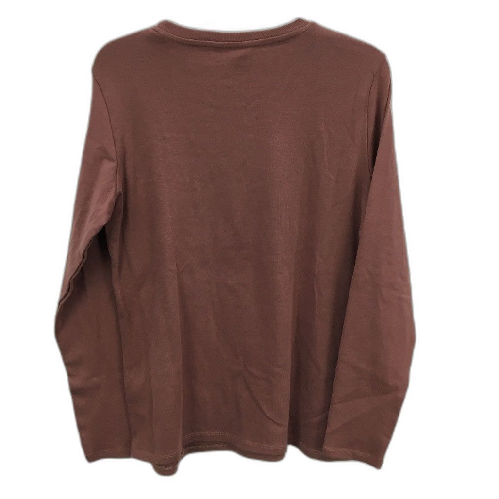 Capture Round Neck Long Sleeve Cotton Dusky Plum Rib Top Ladies Size 16 NEW