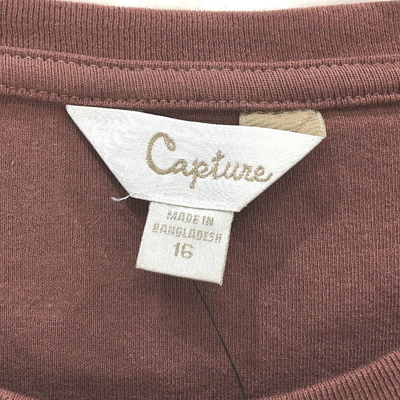 Capture Round Neck Long Sleeve Cotton Dusky Plum Rib Top Ladies Size 16 NEW