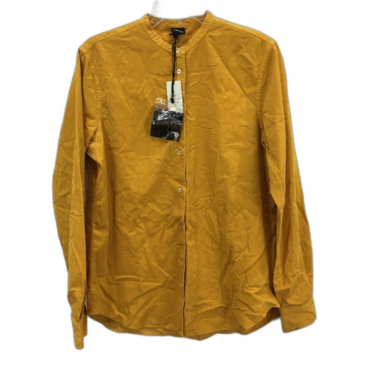 Aspesi Mandarin Collar Long Sleeve Ochre Button Up Shirt Men Size 44 NEW