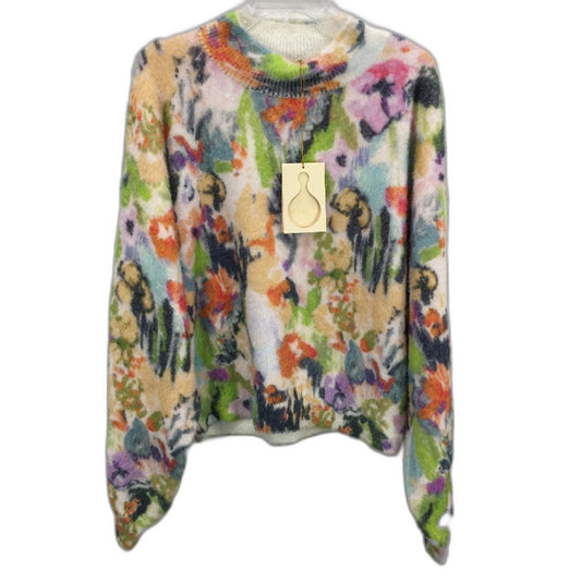 Stine Goya Adonis Abstract Floral Fluffy Knit Sweater Ladies Size Medium NEW