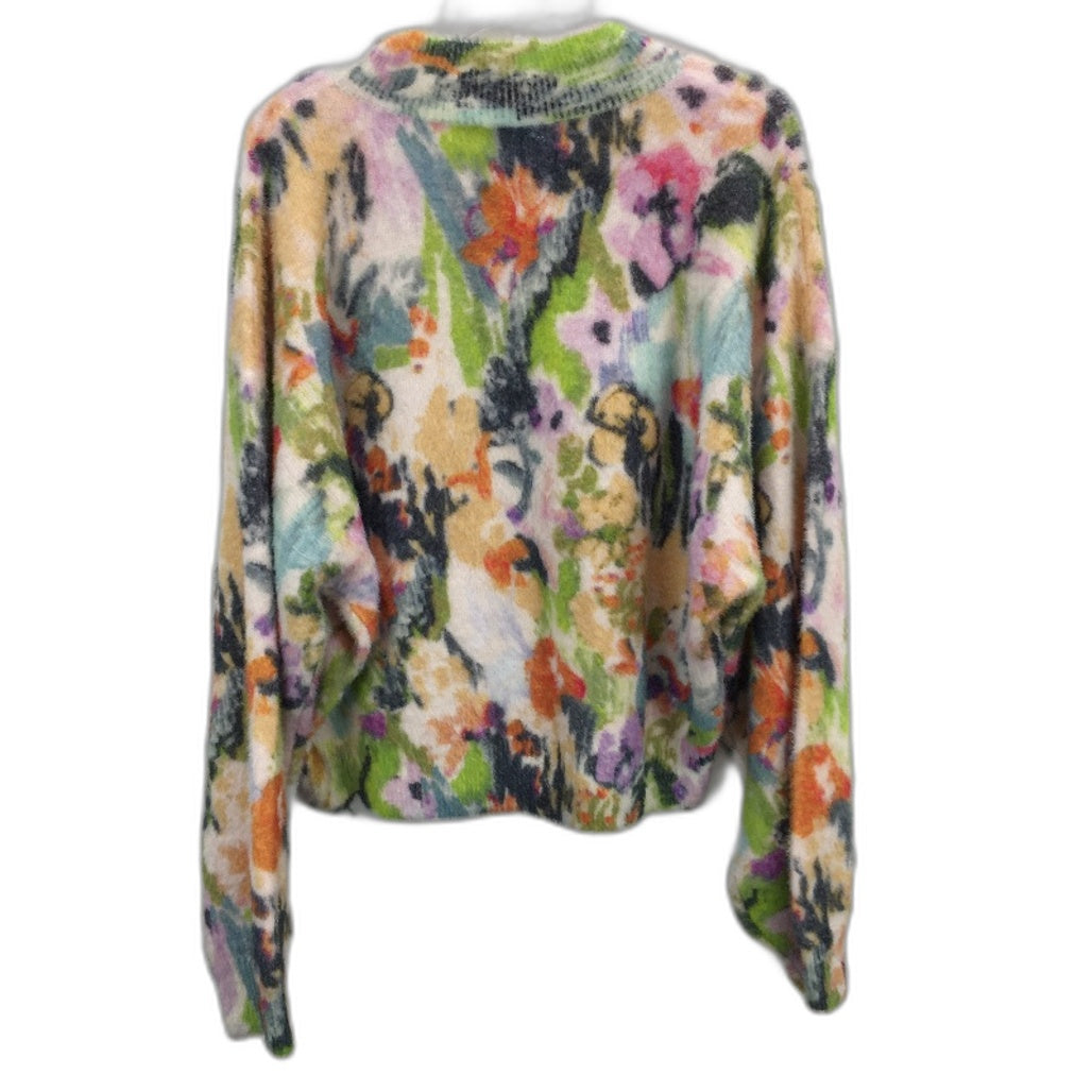 Stine Goya Adonis Abstract Floral Fluffy Knit Sweater Ladies Size Medium NEW