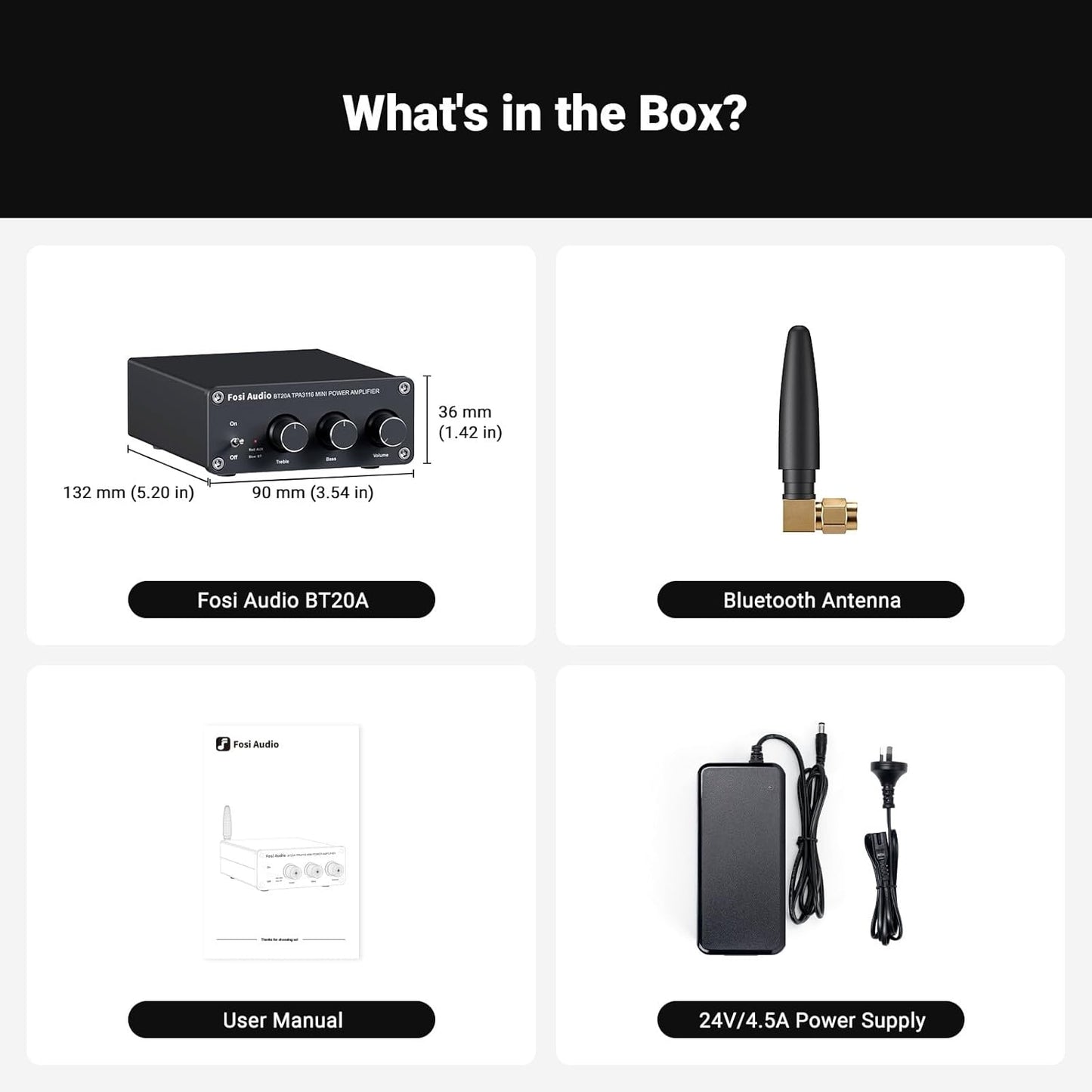 Fosi Audio BT20A Bluetooth Mini Stereo 2 Channel Speaker Power Amplifier NEW