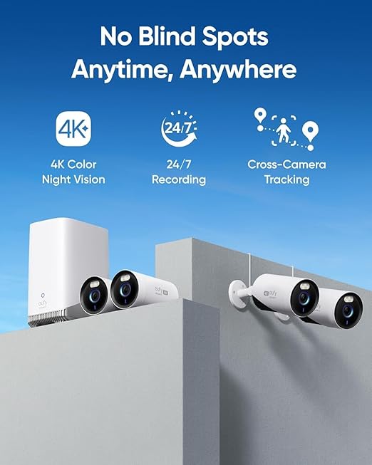 Eufy E330 24/7 Smart Protection Wired 4K Wifi Security 4 Piece Camera Kit DEMO